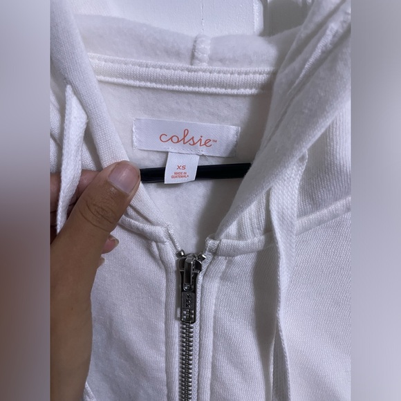 NWT Women's Fleece Zip-Up Hoodie Sweatshirt - Colsie™ White XS - Picture 3 of 5